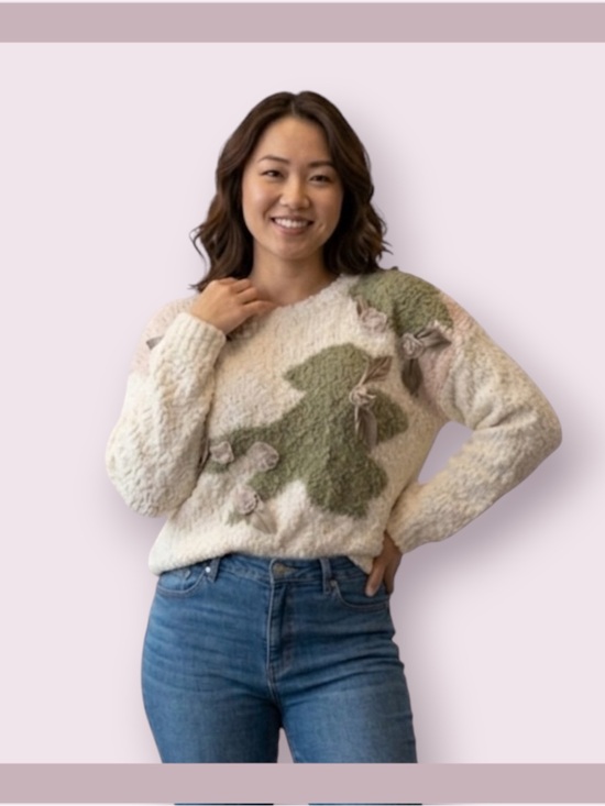 Shenanigans Sweaters - Shenanigans Vintage Boucle Floral Applique Sweater